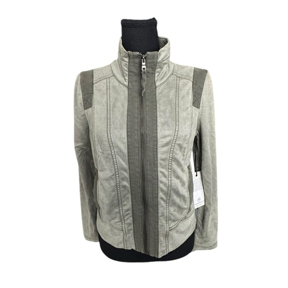 Marrakech Moto Style Olive Utility Jacket Size S Soft Cotton Stretch | NWT L35 - Picture 1 of 11